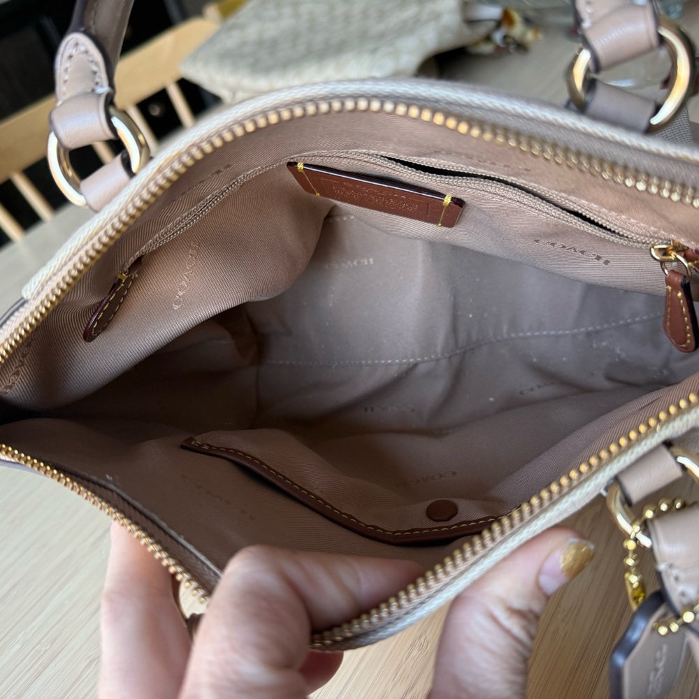 Coach Beige Leather and Canvas Satchel - Picture 7 of 8